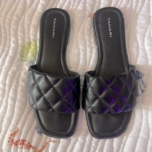 Black Braided Slide Sandals -NEVER WORN